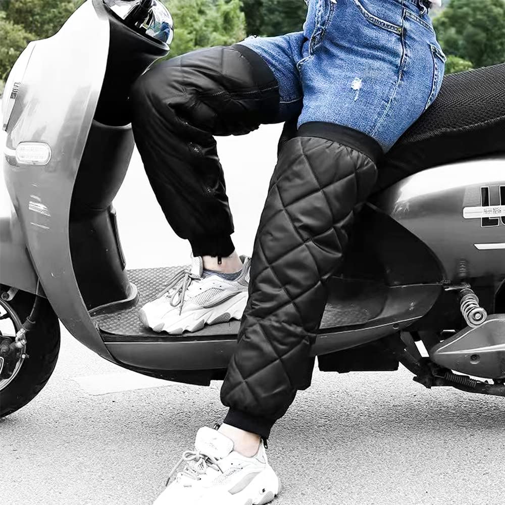 Calentadores de pierna para ciclismo, para invierno, para moto, para bicicleta, resistente al agua, cortavientos, calentadores de piernas, para exteriores, para hombre y mujer, Negro , Talla