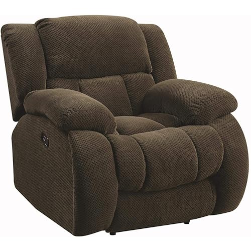 Coaster Home Furnishings Weissman Pillow Padded Glider Recliner Chocolate, Brown, 41" D x 42" W x 40" H (601926)