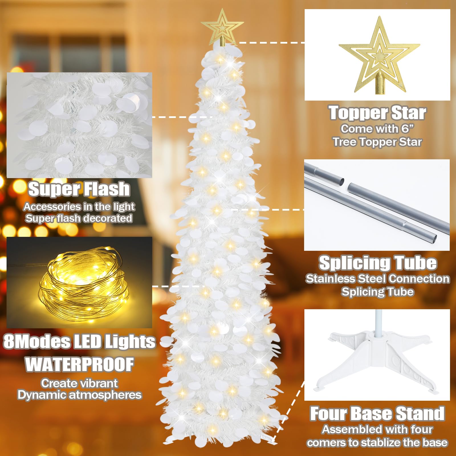 Albero Di Natale Artificiale Sottile Preilluminato E Palline Verdi 210 Cm 90519148