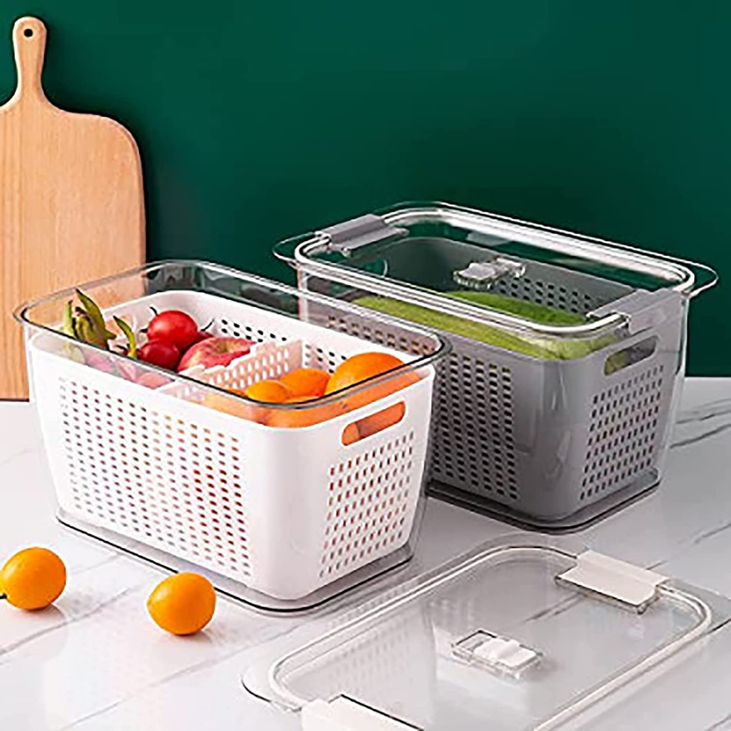 ShopWave Multi use fridge storage boxes, Fridge Organizer, Produce Storage, Stainer, containers for fridge Keep Vegetables and Fruit Fresh 1 container Multi color