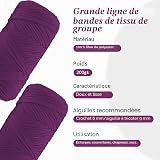 T-Shirt Garn 400g aus Baumwolle, Weiches Bändchengarn für Häkeln, Stricken & Makramee, für Körbe, Taschen, Teppiche & Heimdekoration, DIY für Anfänger & Profis (Dunkelviolett) - 2