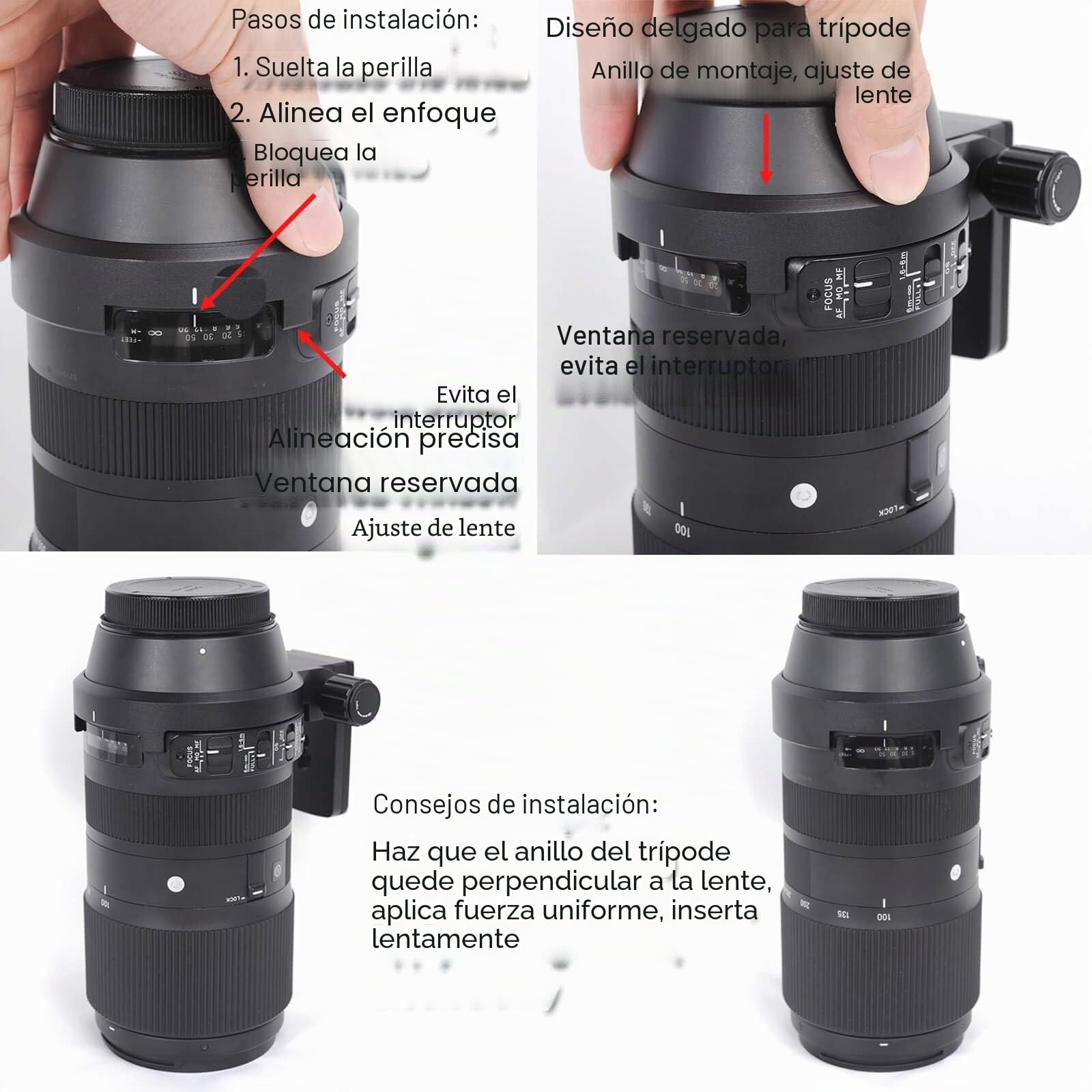 iShoot Anillo de Montaje en Trípode Collar de Lente Compatible con Sigma 100-400mm f5-6.3 DG OS HSM Contemporary EF/F Mount, Soporte de Lente Inferior es Arca-Swiss Cámara Placa de Liberación Rápida