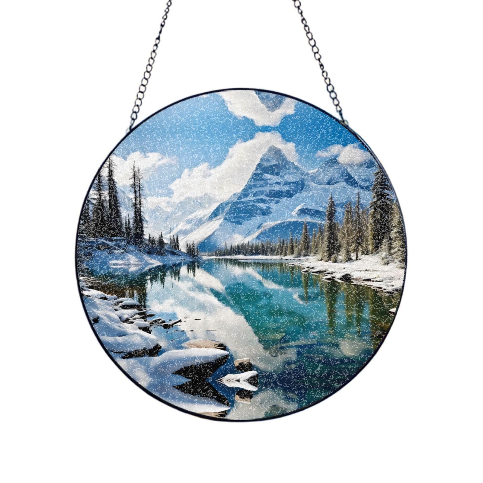 Phayah Lakes Print Stained Glass Window Hanging Sun Catchers Decoration Mother'S Day Birthday Gifts For Home Garden Porch 6in（15cm）