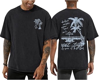 Christian Jesus Shirts for Men Hawaiian Beach T Shirts Vintage Bible Verse Faith Acid Wash Palm Trees Graphic Tees