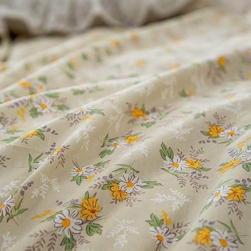 Miniatura 6 de Funda de edredón, 100 % algodón, juego de 3 piezas de ropa de cama con diseño floral en color azul, estampado estilo jardín florido elegante y