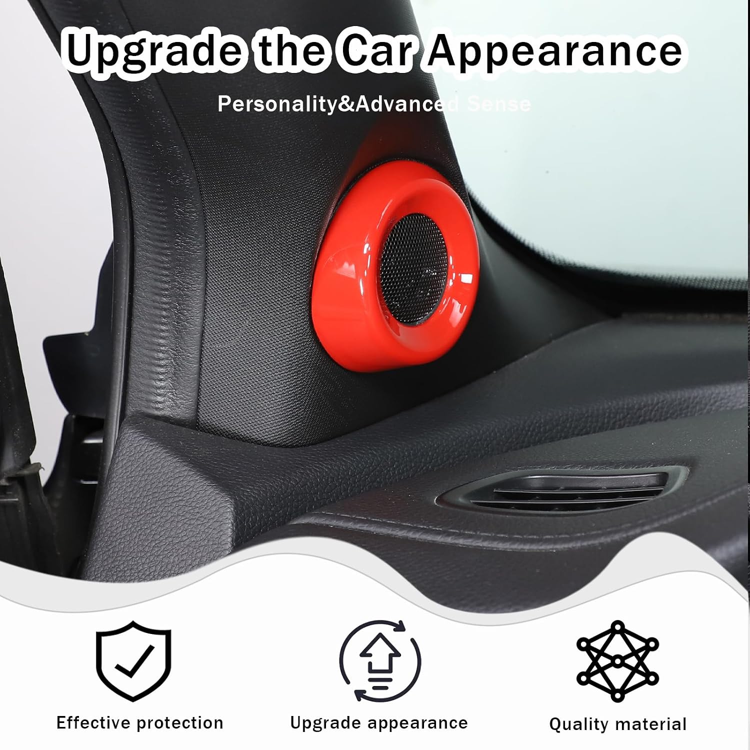 2PCS A Pillar Speaker Ring Trim for Honda Pilot 2016-2022/ Ridgeline 2020-2023/ Passport 2019-2023, A Pillar Audio Horn Frame Cover Protector Accessories ABS Material (Sport Red)