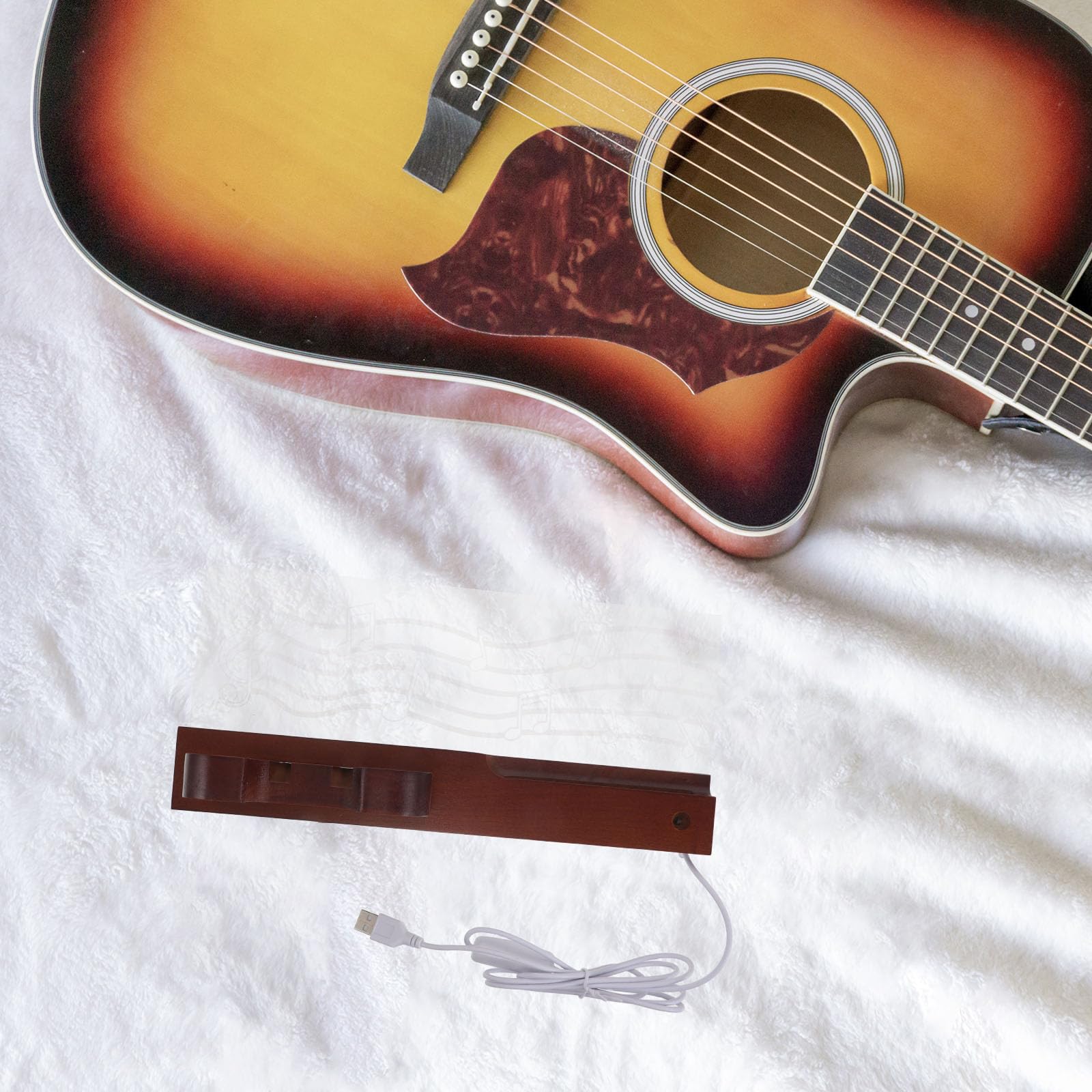 Beleuchtete Gitarrenwandhalterung mit Integriertem Plektrumhalter und Haken für E gitarre und Violine für Studios und Kleine Wohnungen
