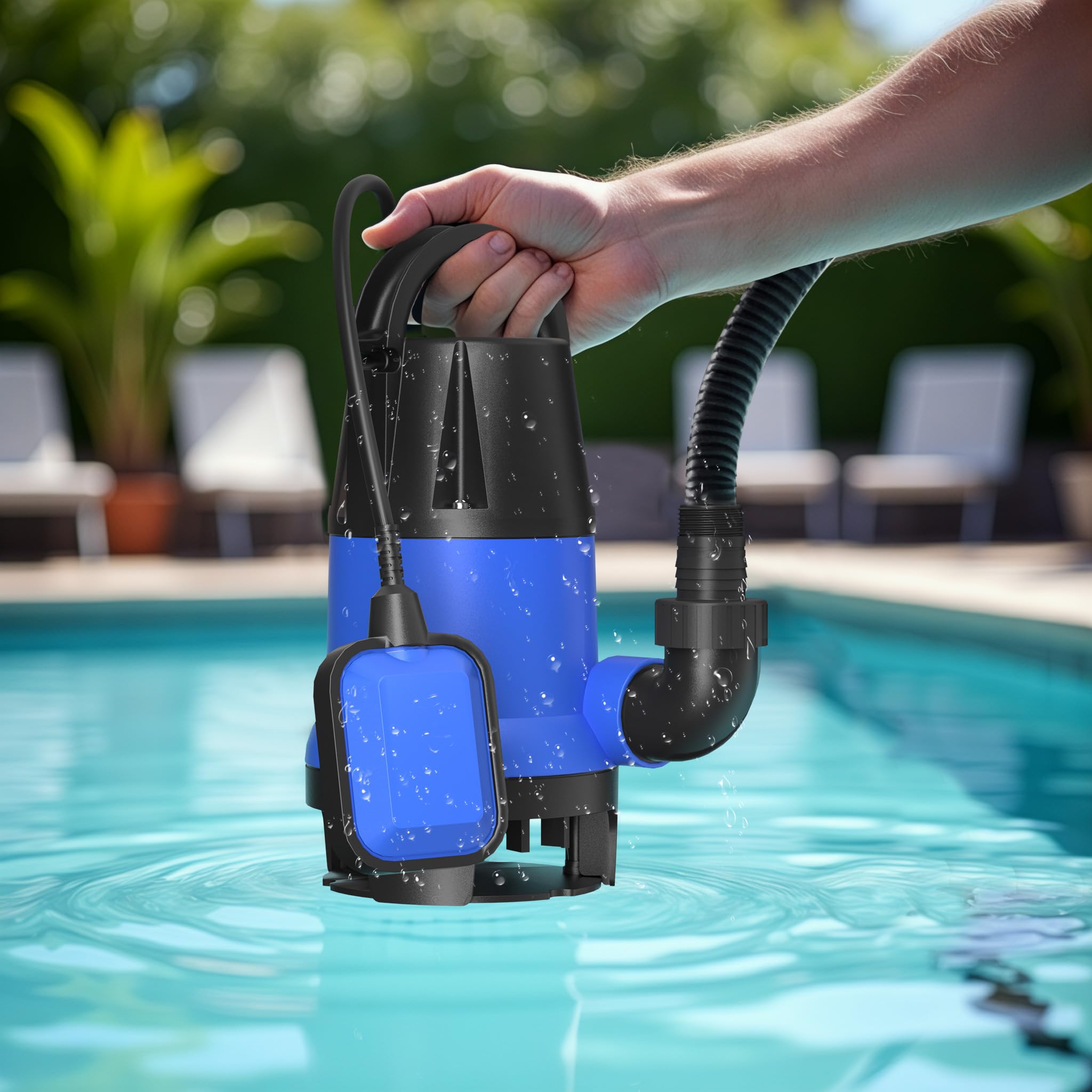 Wiltec Pompa sommersa acque nere 1100 w 15000 l/h Elettropompa a immersione per pozzo giardino