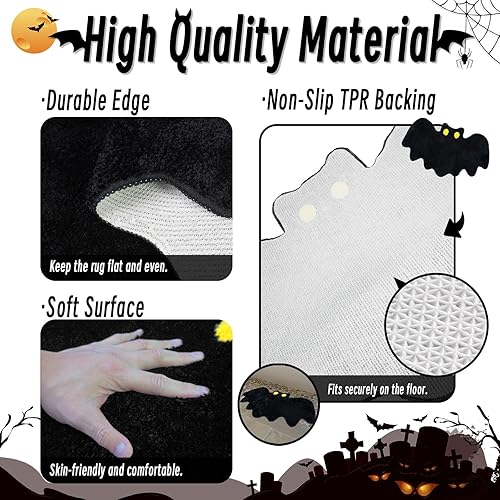 Miniatura 7 de Alfombra de baño de Halloween para decoración de baño, tapete de baño de murciélagos góticos, antideslizante, lindas alfombras para cocina,