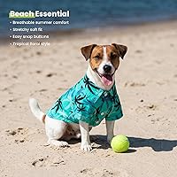 Vista 7 de Fitwarm Camisa hawaiana de palma de coco para perro, ropa tropical de verano para perros pequeños, traje con cuello para mascotas, verde mar claro