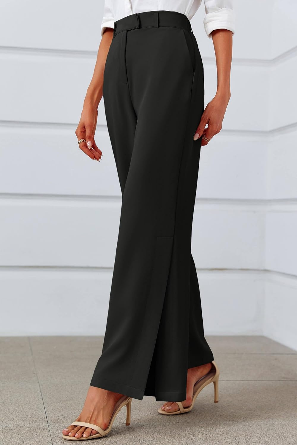 Cicy Bell Womens Side Split Dress Pants Elastic High Waisted Wide Leg Business Casual Trousers with Pockets - Image 4