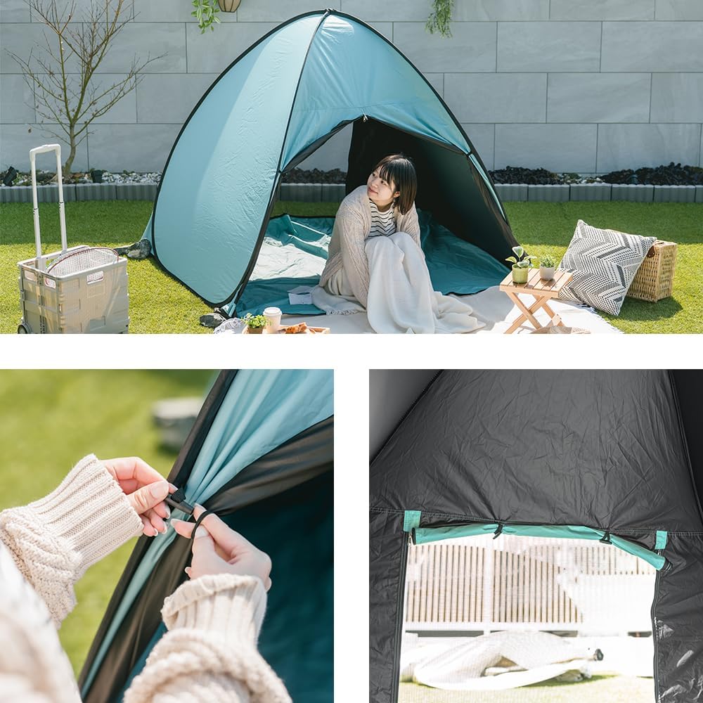 Takeda Corporation QES25-180GR Tent, Camping, Outdoor, Green, 70.9 x 51.2 x 47.2 inches (180 x 130 x 120 cm), Quick Expanded Sun Shade, Full Close, Green