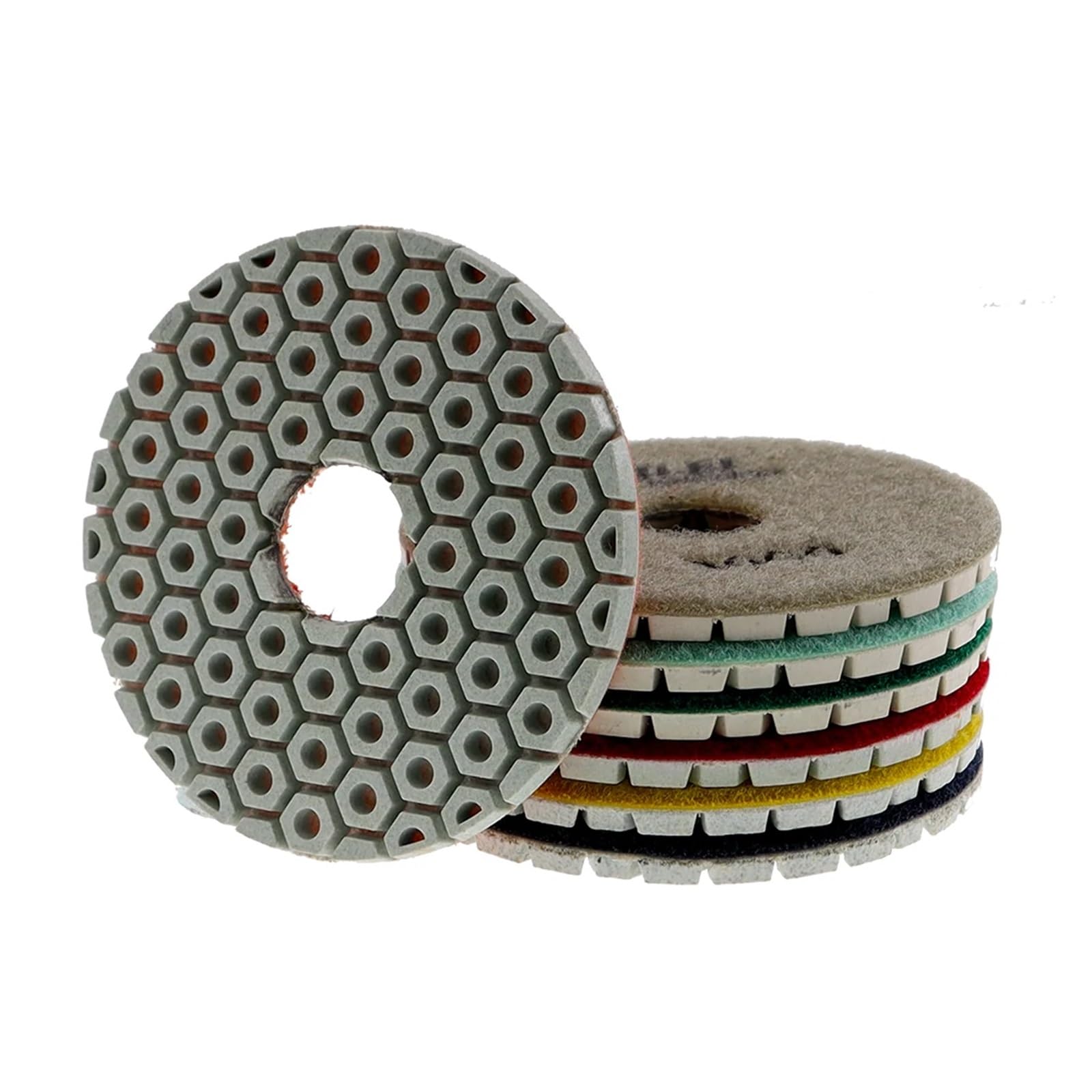 Almohadillas de pulido en seco con diamante, Paquete de 7 discos pulido diamante 4 pulgadas, grano 50-3000, for uso en seco y húmedo, for granito, mármol hormigón(MIX 7 GRITS-7 PCS-4 INCHES)