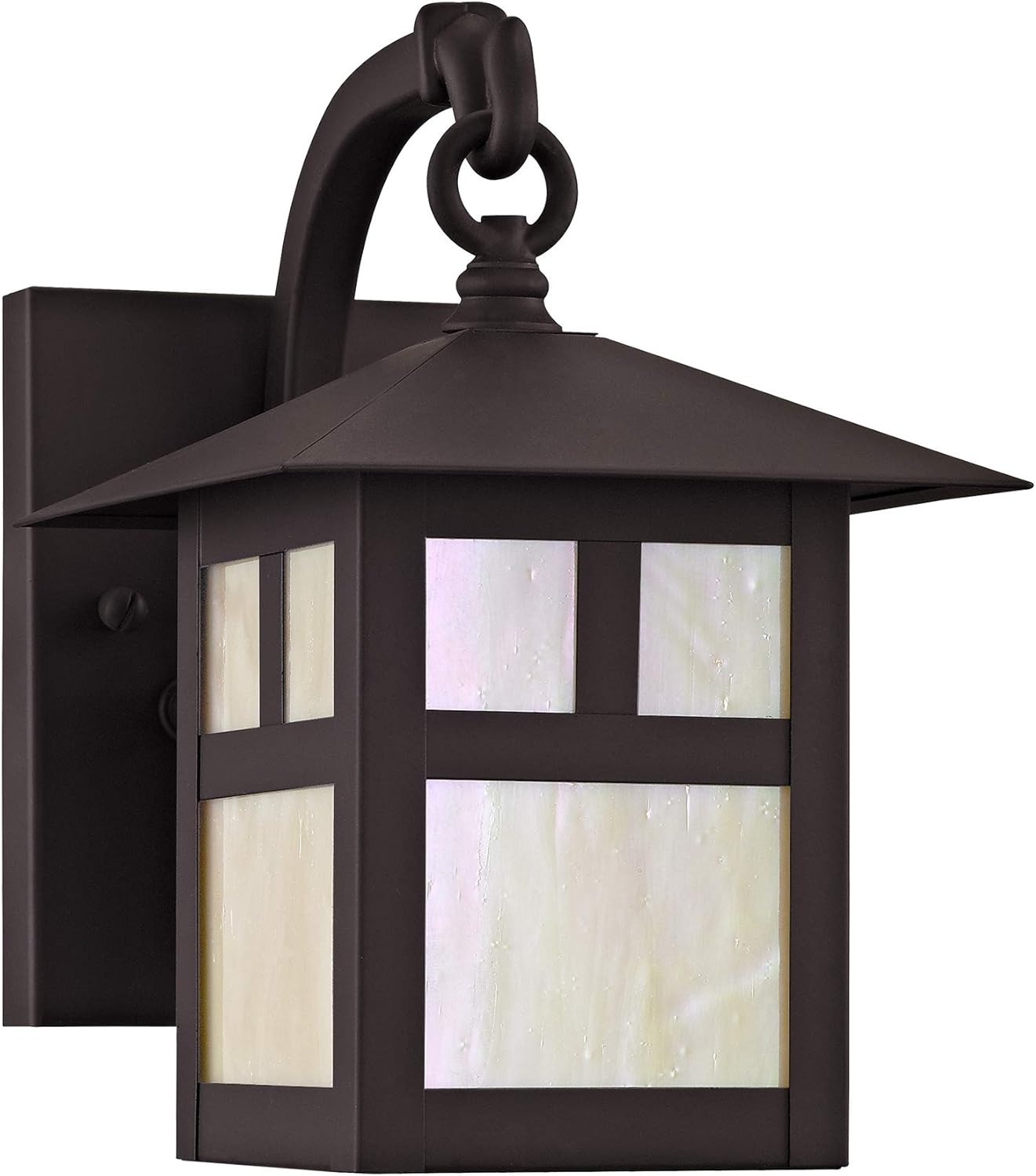 Cheapest 🛒 Livex Lighting 2130-07 Montclair Mission 1 Light Outdoor Bronze Finish Solid Brass Wall Lantern with Iridescent Tiffany Glass, 16 x 25 x 30