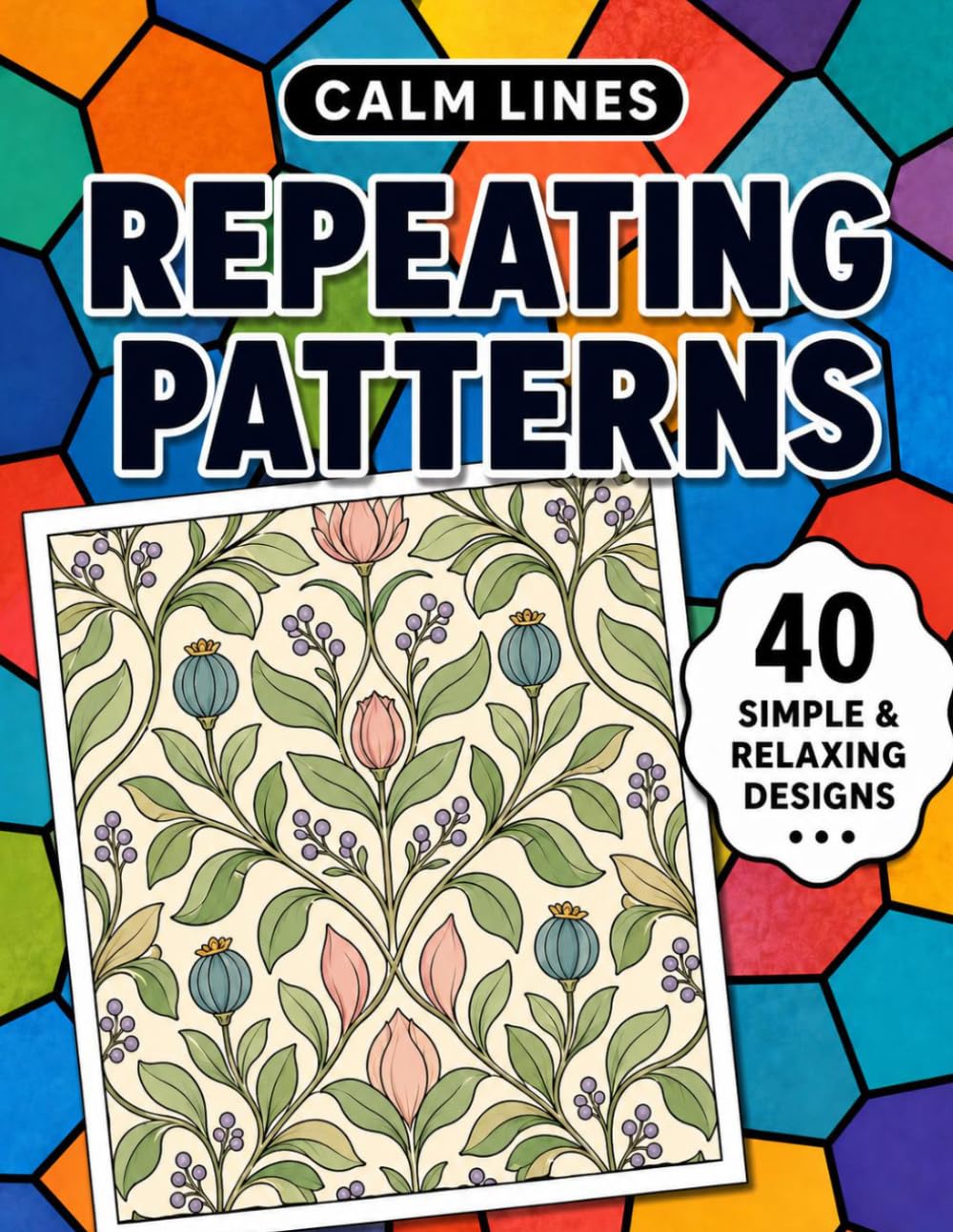 Calm Lines: Repeating Patterns: A Relaxing Coloring Book for Teens and Adults with 40 Modern Minimal Pattern Designs
