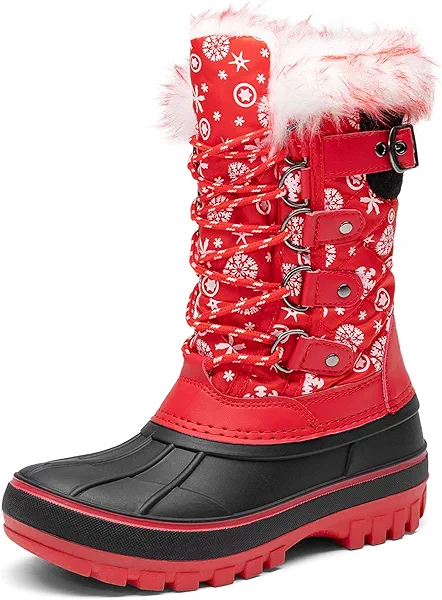 DREAM PAIRS Boys Girls Snow Boots Water-Resistant Outdoor Warm Cozy Anti-Slip Mid Calf Faux Fur Lining Insulated Winter Shoes for Little/Big Kids