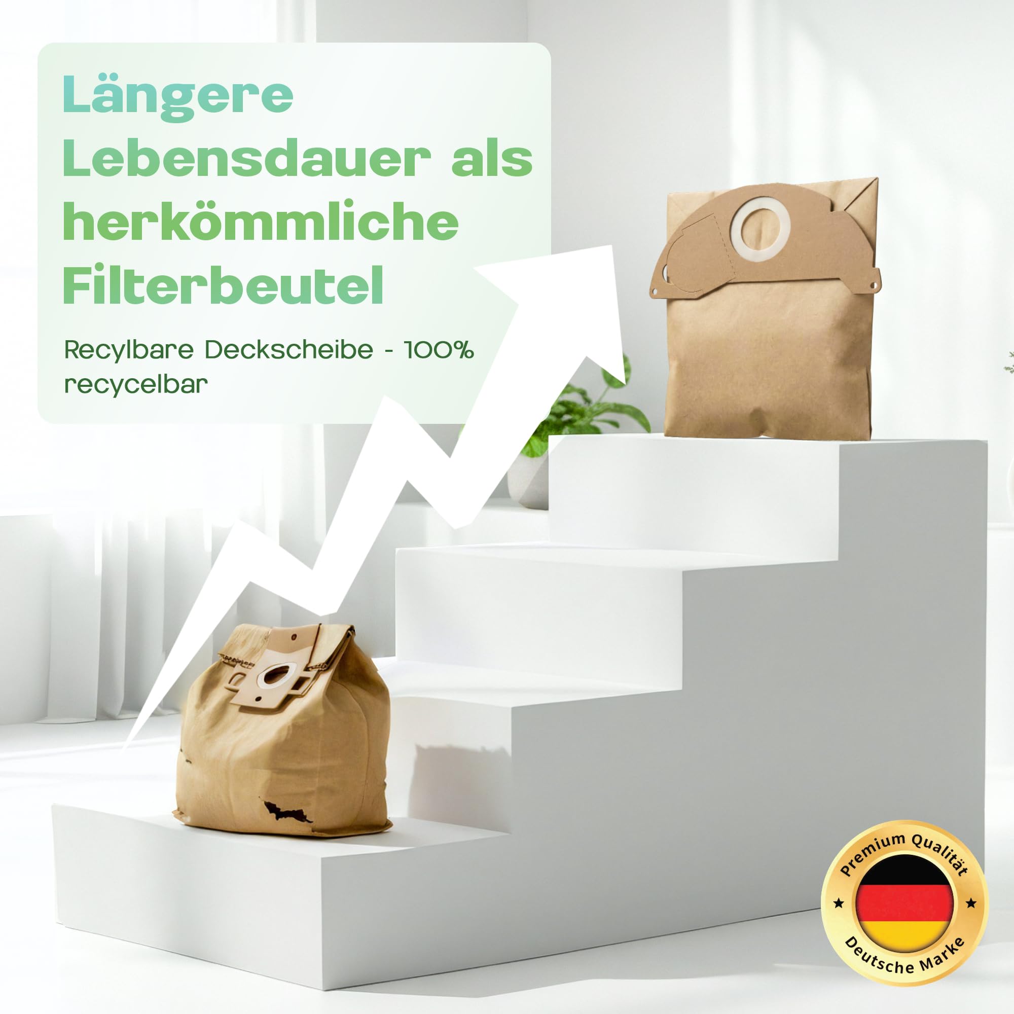 20 sacchetti per aspirapolvere adatti per aspirapolvere Kärcher KFI 222, 6.904-322.0, serie Kärcher WD2, MV2, A2000, A2004, A2054, A2074, tessuto non tessuto