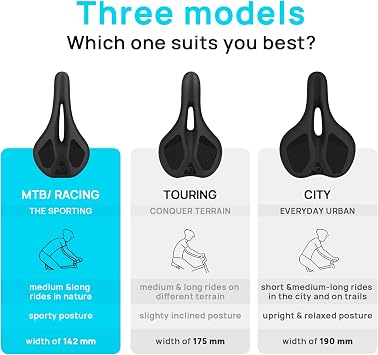 FIFTY-FIFTY Mountain Bike Seat, Comfortable Memory Foam Bicycle Saddle | Waterproof Bicycle Seat for Men and Women, Soft Lightweight, Easy to Install, Compatible with MTB, Road Bike, E-MTB