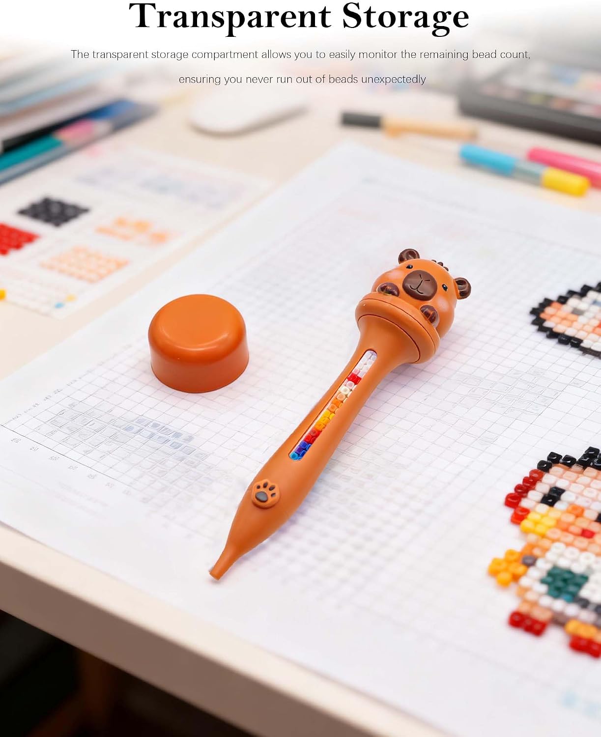 2 Pack Cute Cartoon Animal Fuse Bead Pen Set - 2.6mm Bead Dispenser for Craft Lovers and DIY Enthusiasts