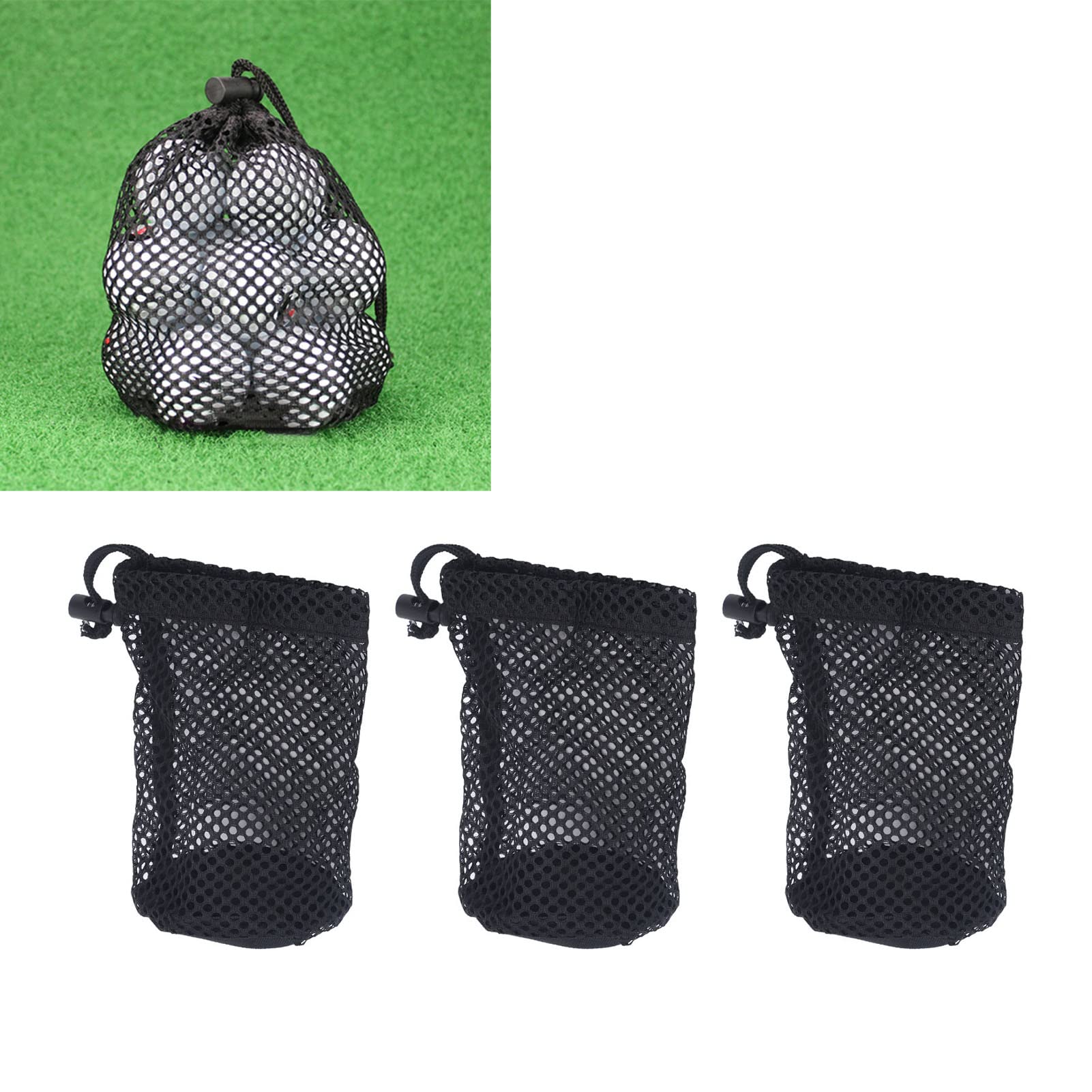 Borsa da golf in rete nylon nero per palline da 12 a 16