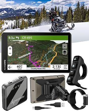 Garmin Tread 2 Powersport Navigator - 6 Glove-Friendly Display, Built for Extreme Weather, Preloaded Mapping,with Garmin Handlebar Controller and Wearable4U Portable 5000mAh Charger Bundle