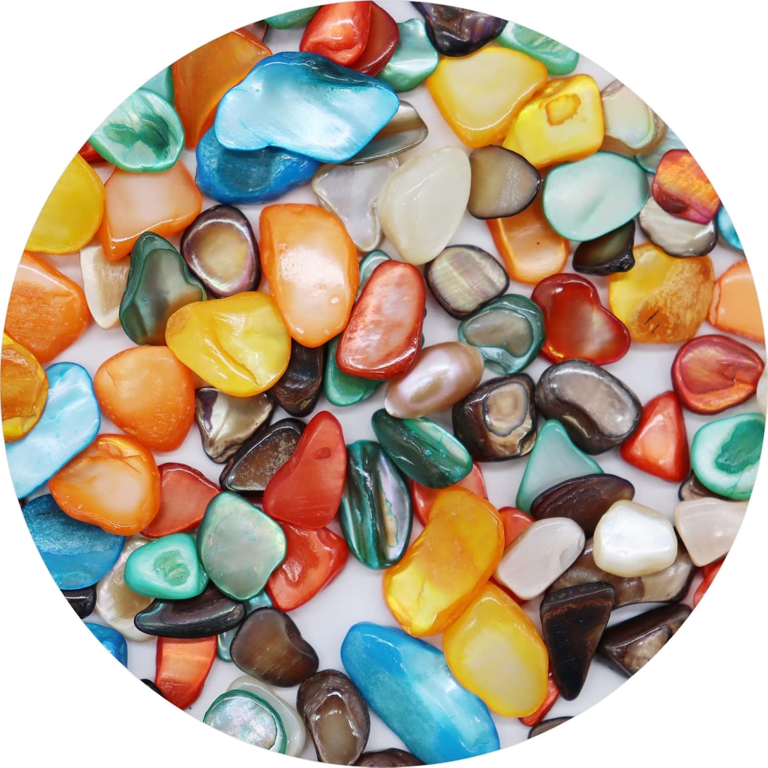 Small Mini Natural Crushed Mother of Pearl Shells for Weddings Vase Filler Home Décor, and Crafts 32 oz (2 lb), Mix