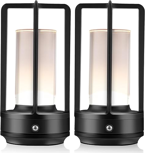 Lámpara de mesa metálica portátil, lámpara de mesa inalámbrica, lámpara de escritorio recargable con batería LED portátil, atenuación continua de 3