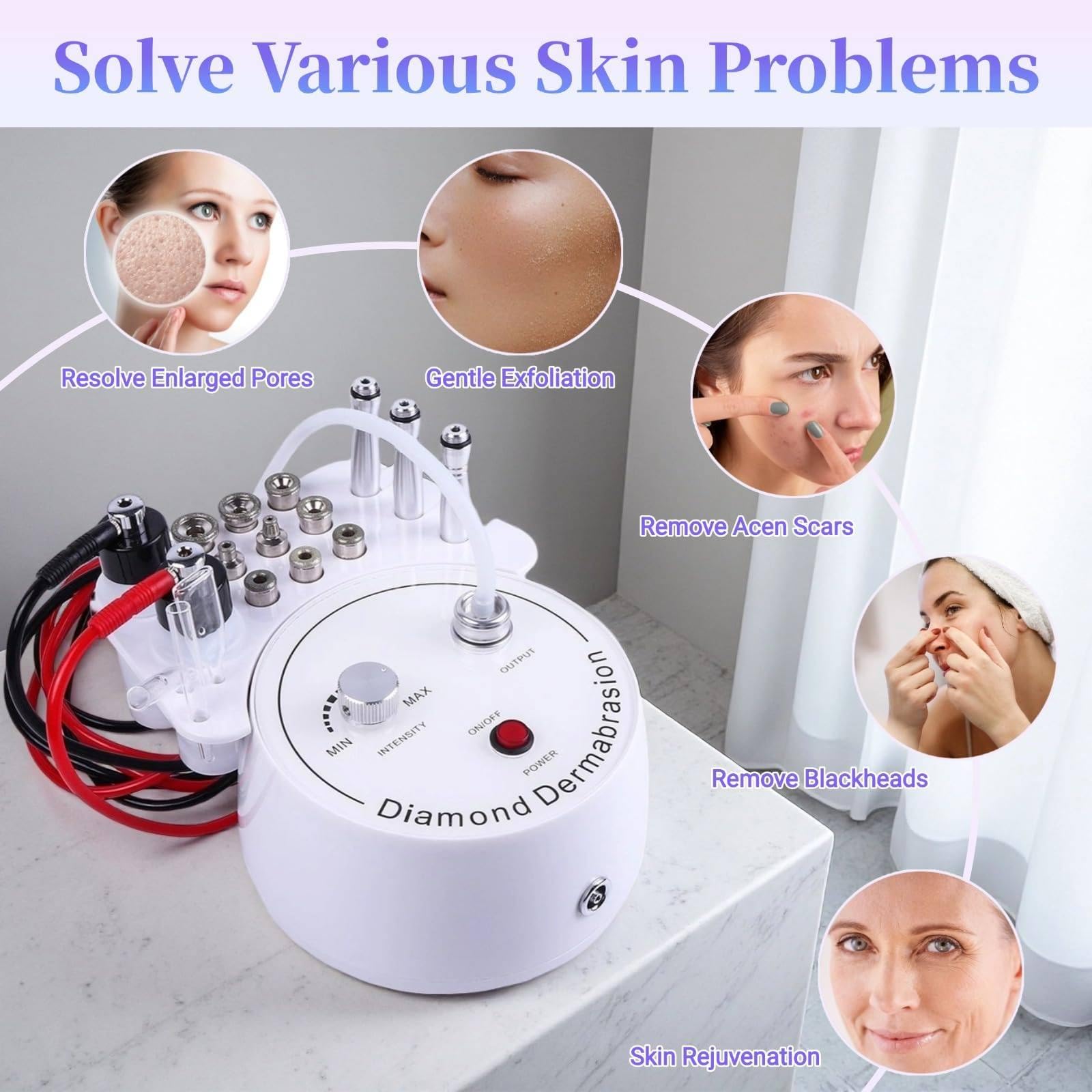 Máquina De Microdermoabrasión con Diamante, Dispositivo 3 En 1 para El Cuidado Facial, con Pulverizador De Vacío, Profesional para La Eliminación De Puntos Negros.