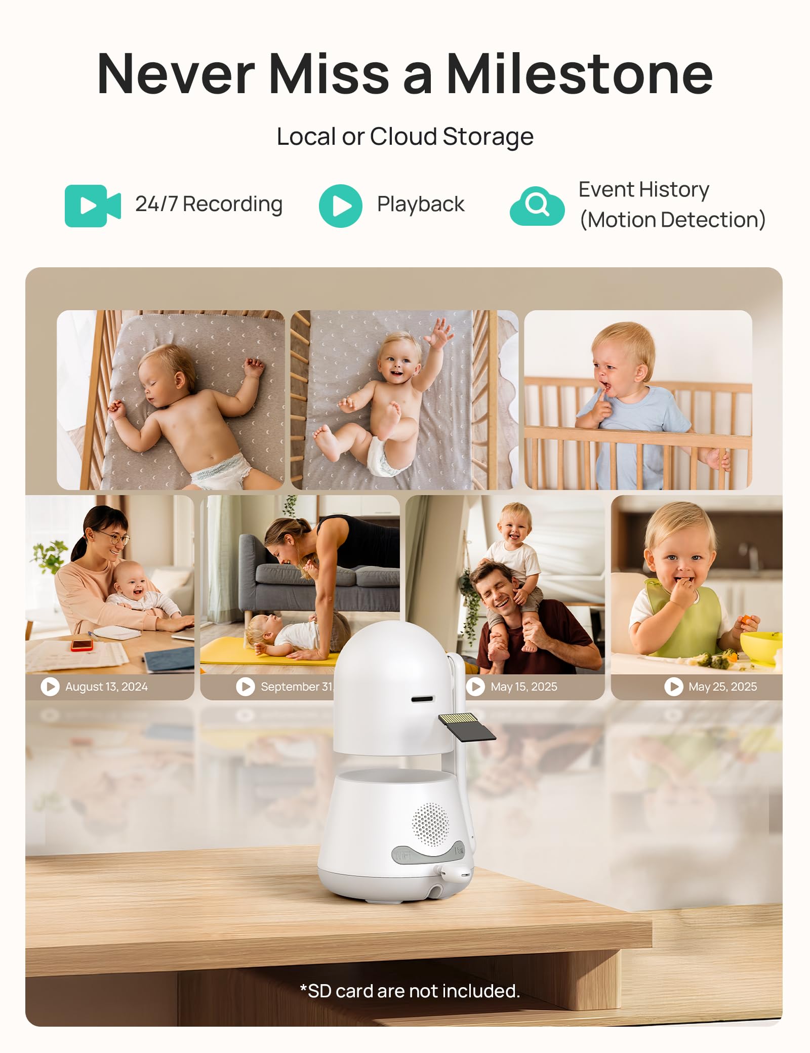 Dr.Care LumiView Plus Baby Monitor WiFi 5.5" – Telecamera 2K, Modalità Privacy, Batteria 5000mAh, Luce RGB, Allarme Pianto, Visione Notturna HD