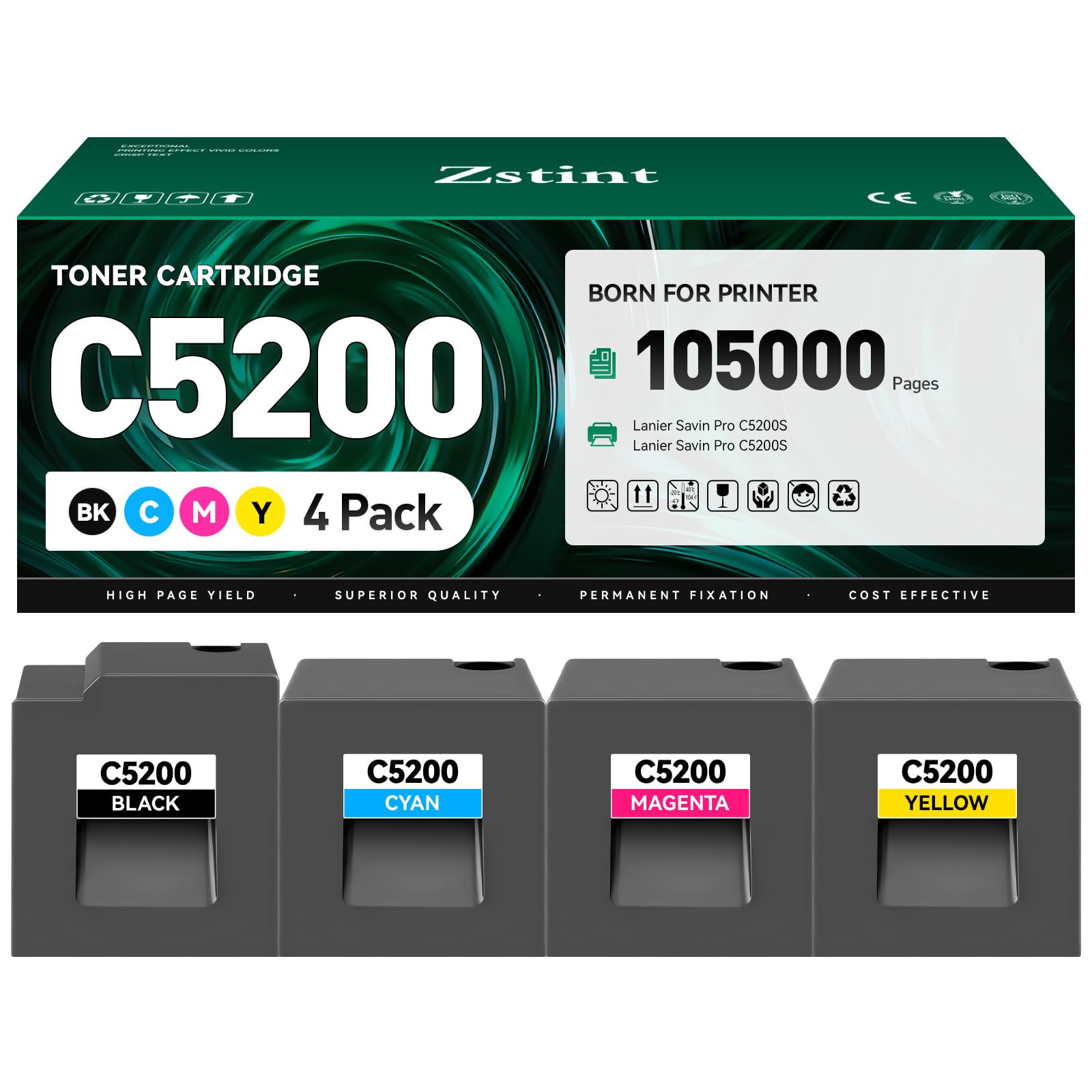 RICHO Pro C5200 純正トナー2色セット Amazon.com: C5200 Toner Cartridge Set 4-Pack Extra High Capacity