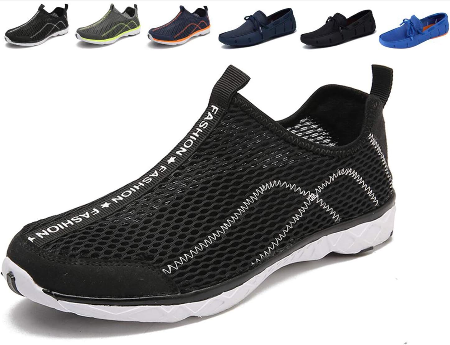 Adadila Men's Quick Drying Aqua Water Shoes Black 6.5/39