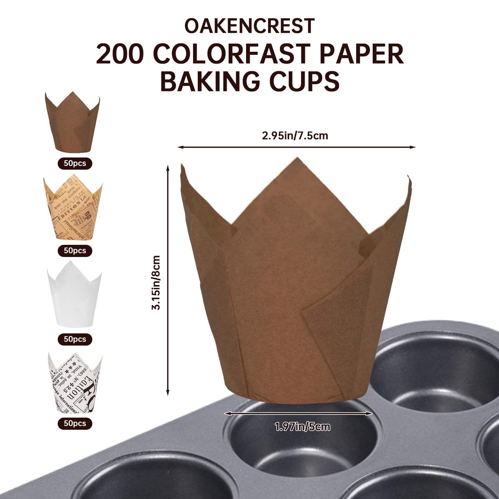 200 Stück Tulpen Backförmchen Muffinförmchen Papier Cupcake Backbecher 200 Stück Tulpen Backförmchen Muffinförmchen Papier Cupcake Backbecher