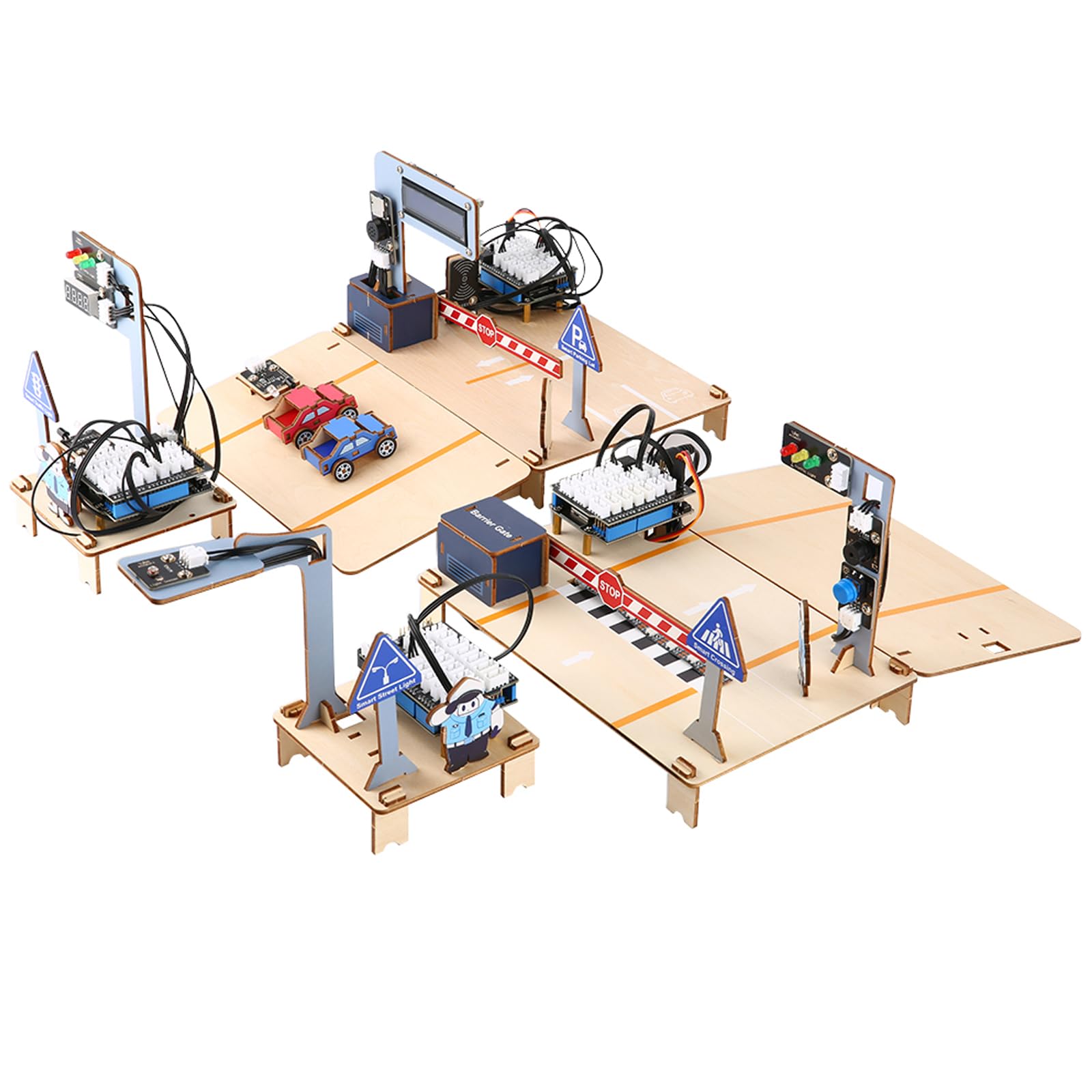 4-in-1 ESP32 STEM Smart Traffic Kit Compatible with Arduino, STEM Robotics Science Kit, Engineering Project STEA Activity Gift Suitable for School