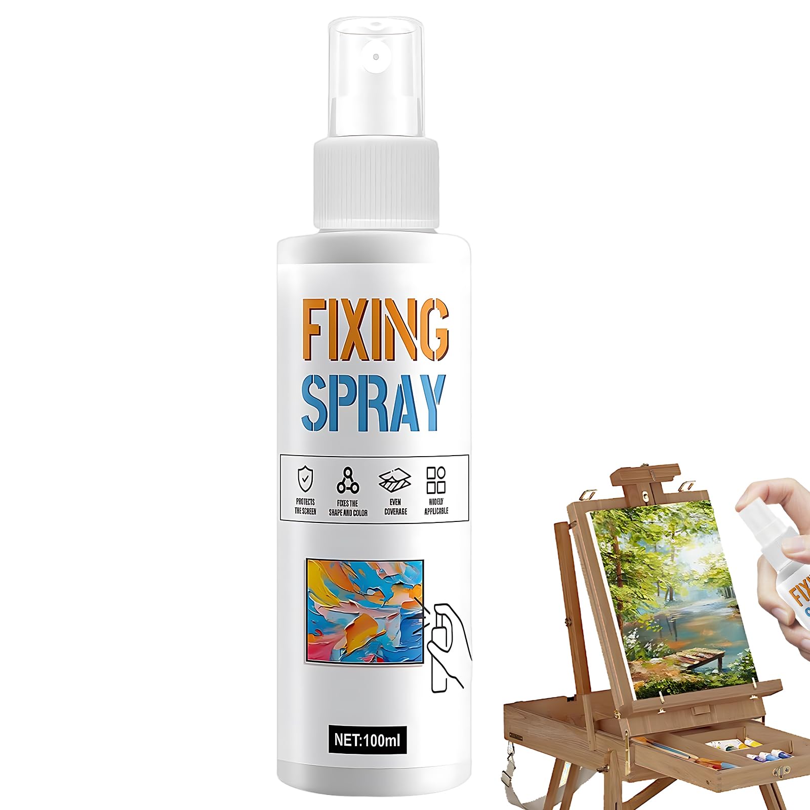 Xazuninsu 100ml Fixative Spray for Art, Acrylic Sealer Spray Color Fixing, Shaping, Protect the Original Colors of Paintings for Pencil, Charcoal and Pastel Drawings, Quick-Setting and Color-Fixing