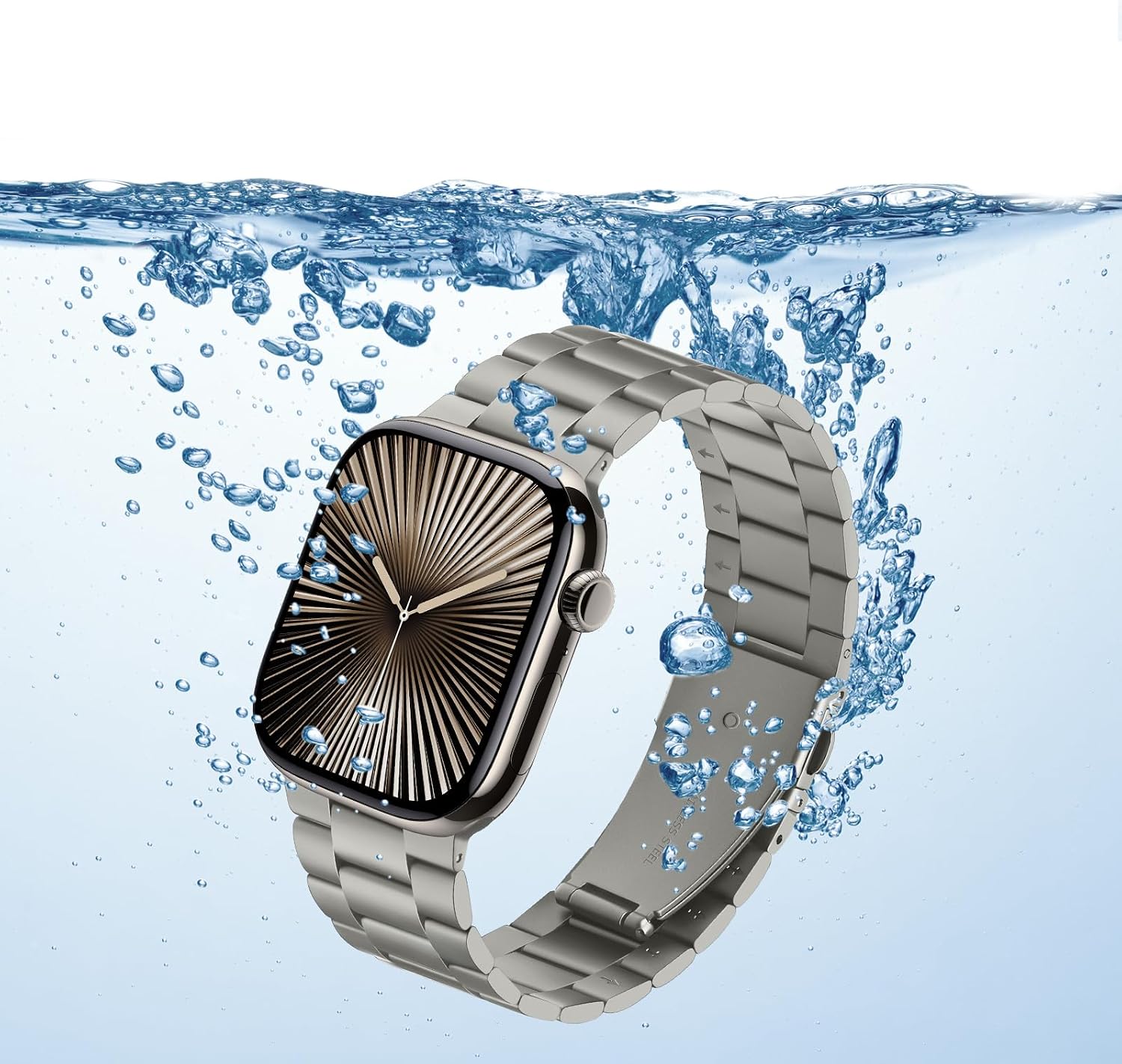 Anlinser No Tool Needed Bands Compatible with Apple Watch Band 42mm 41mm 40mm 38mm for Women Men, Stainless Steel Metal Strap Designed for Series 11 10 9 8 7 6-1 SE (Titanium)