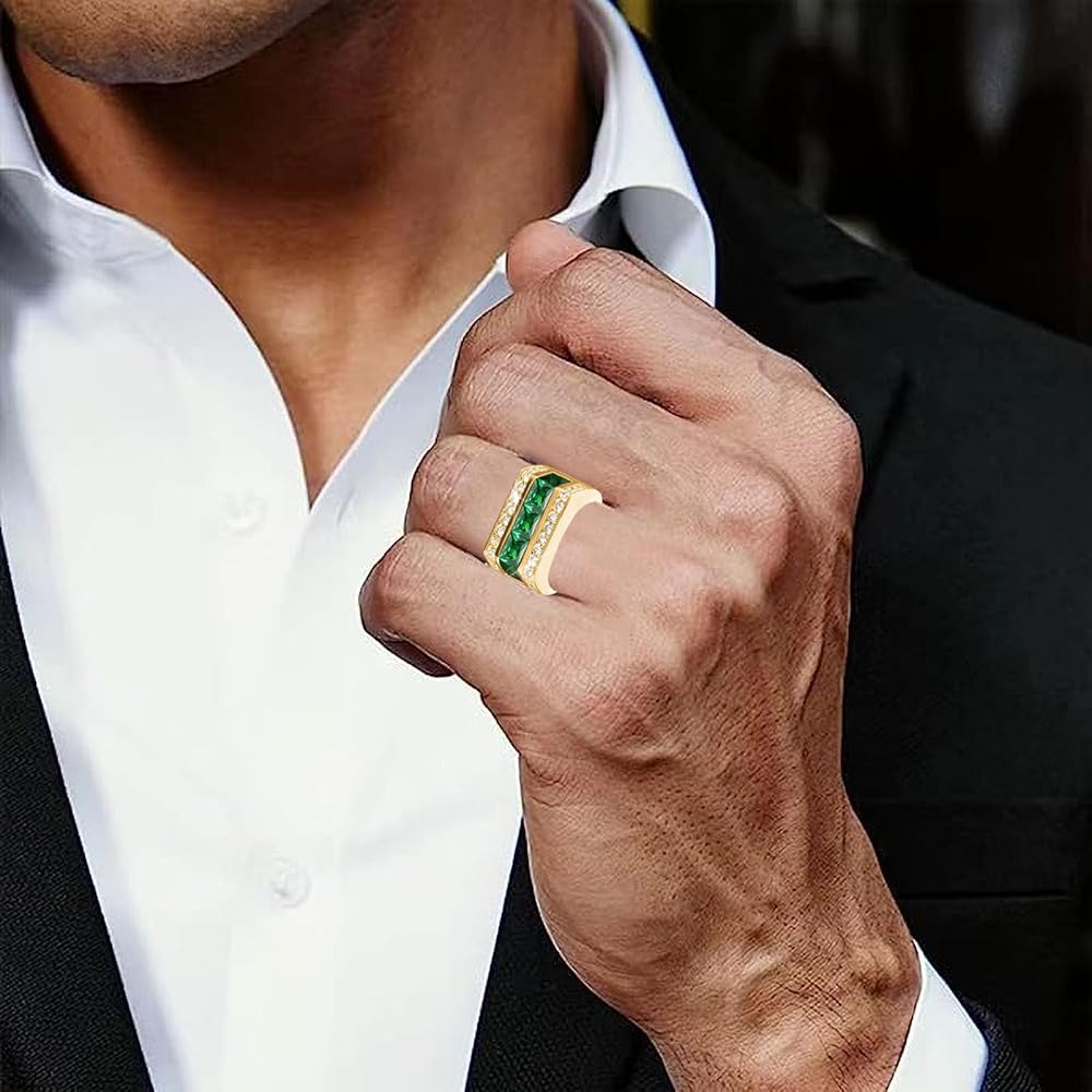 PYTALI Channel Emerald Gold Ring for Men 9K 10K 14K 18K Solid Yellow Gold Men's Ring Moissanite Engagement Band Ring for Men Boyfriend Husband Engagement Wedding Anniversary Size 4 to 16|Amazon.com PYTALI Channel Emerald Gold Ring for Men 9K 10K 14K 18K Solid Yellow Gold Men's Ring Moissanite Engagement Band Ring for Men Boyfriend Husband Engagement Wedding Anniversary Size 4 to 16|Amazon.com