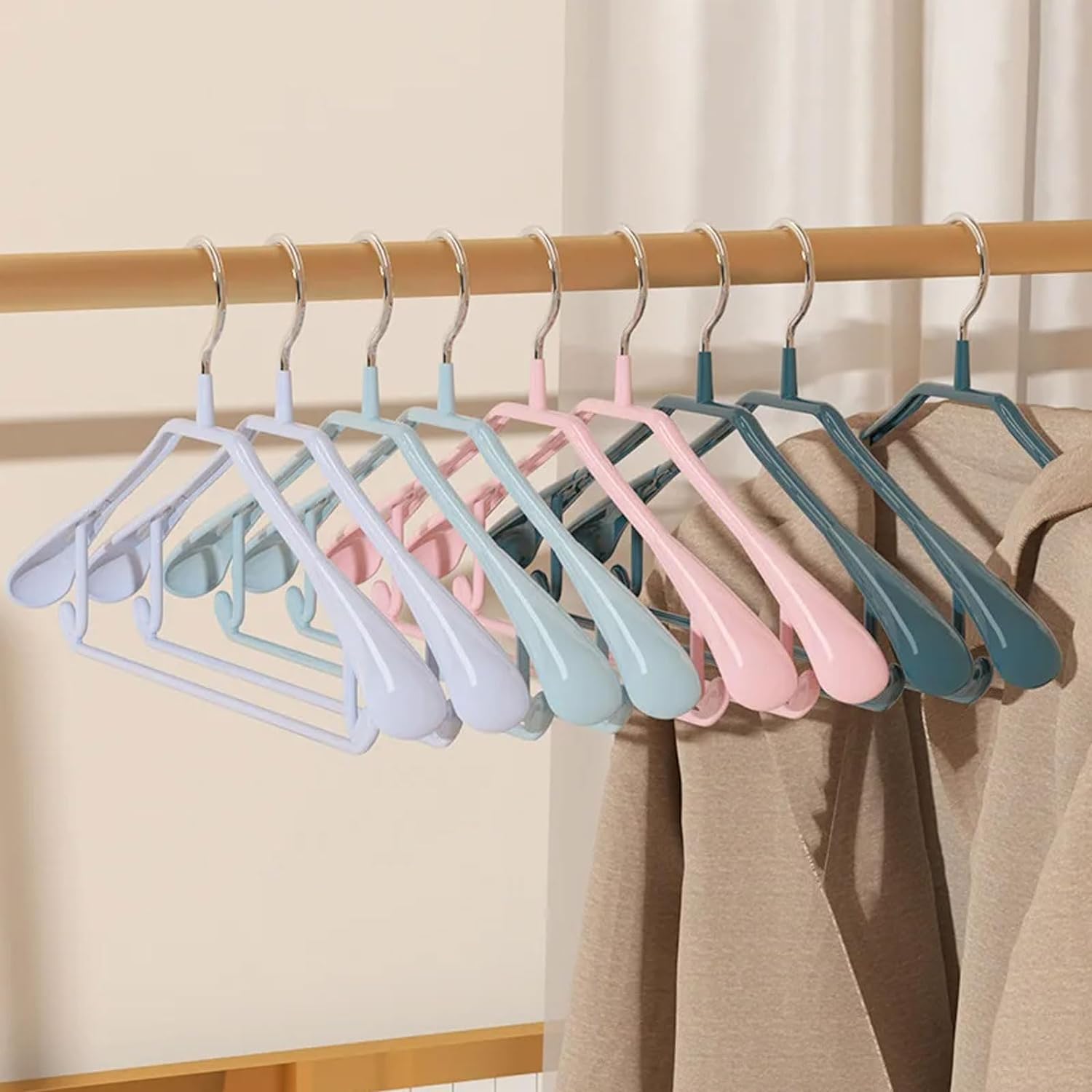 10 Uds. Percha Gruesa para Abrigos con Hombros Anchos, Antideslizante, Almacenamiento para El Hogar, Percha para Guardarropa para Sudadera(Grün)