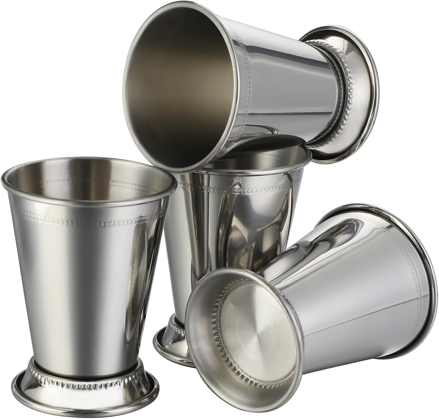 Mint Julep Cups Set of 4,Stainless Steel 12 oz Metal Mint Julep Glasses for Beer Juice Beverage Party Bar Home Restaurant