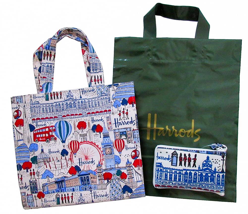 新品　英国ハロッズ　ロンドンプリティーシティコットン　トートバッグ 　L Amazon.co.jp: 英国 Harrods [ハロッズ] ロンドンがギュッとつまった