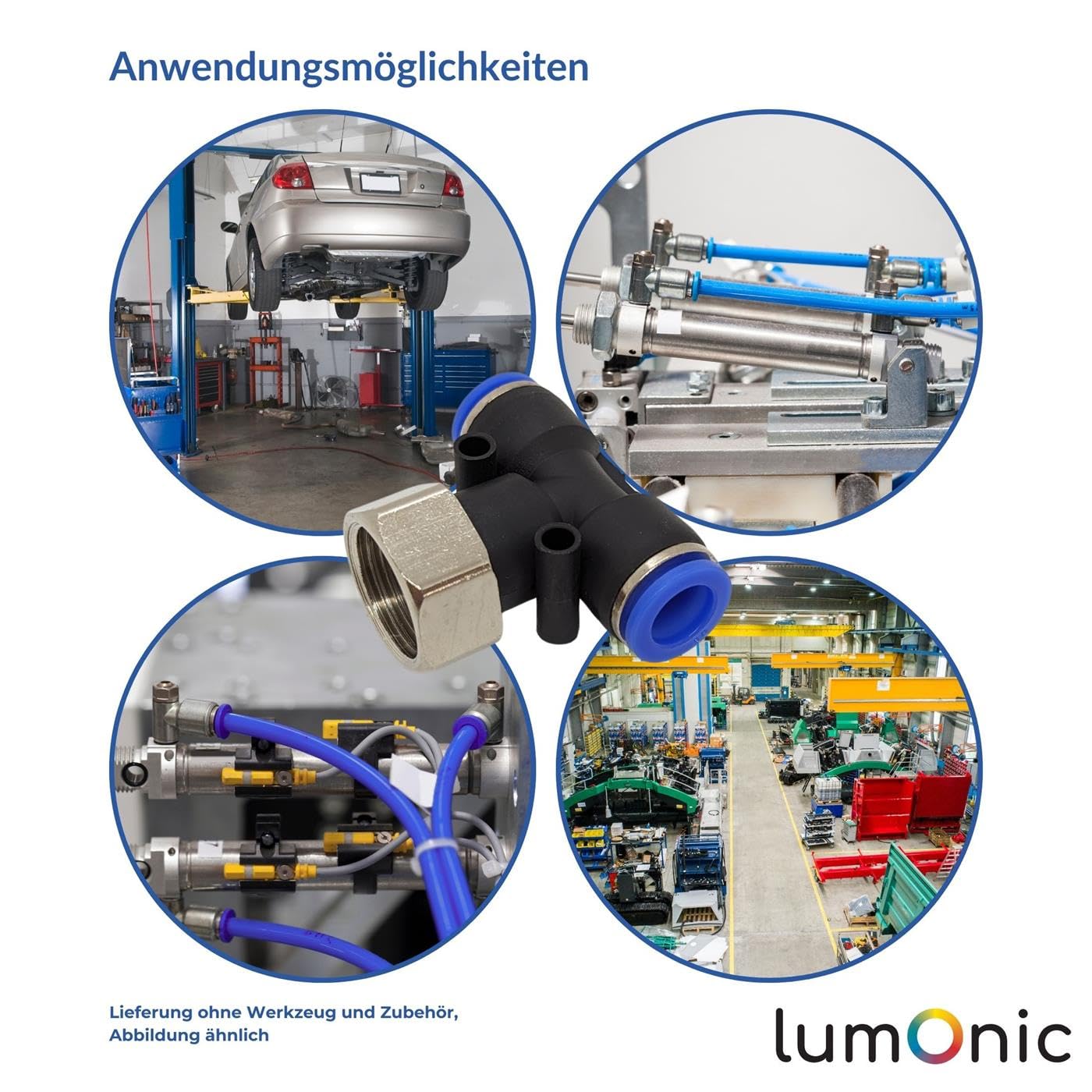 Lumonic 20x I Manguera de PU Racor en T con rosca hembra I 8mm*1/4inch I Pieza en T I Push-in I Conector neumático I Distribuidor en T I Aire comprimido