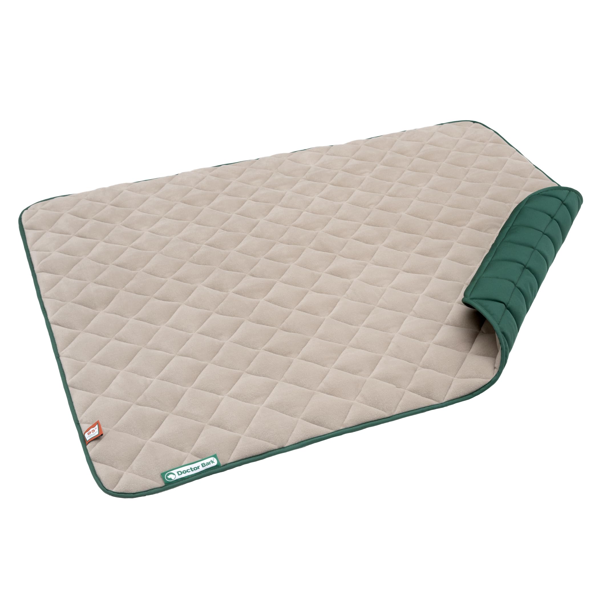 Doctor Bark Manta para perros de forro polar, reversible, mullida, resistente y lavable hasta 95 °C, para interiores y exteriores (XL, 120 x 100 cm, beige/verde)