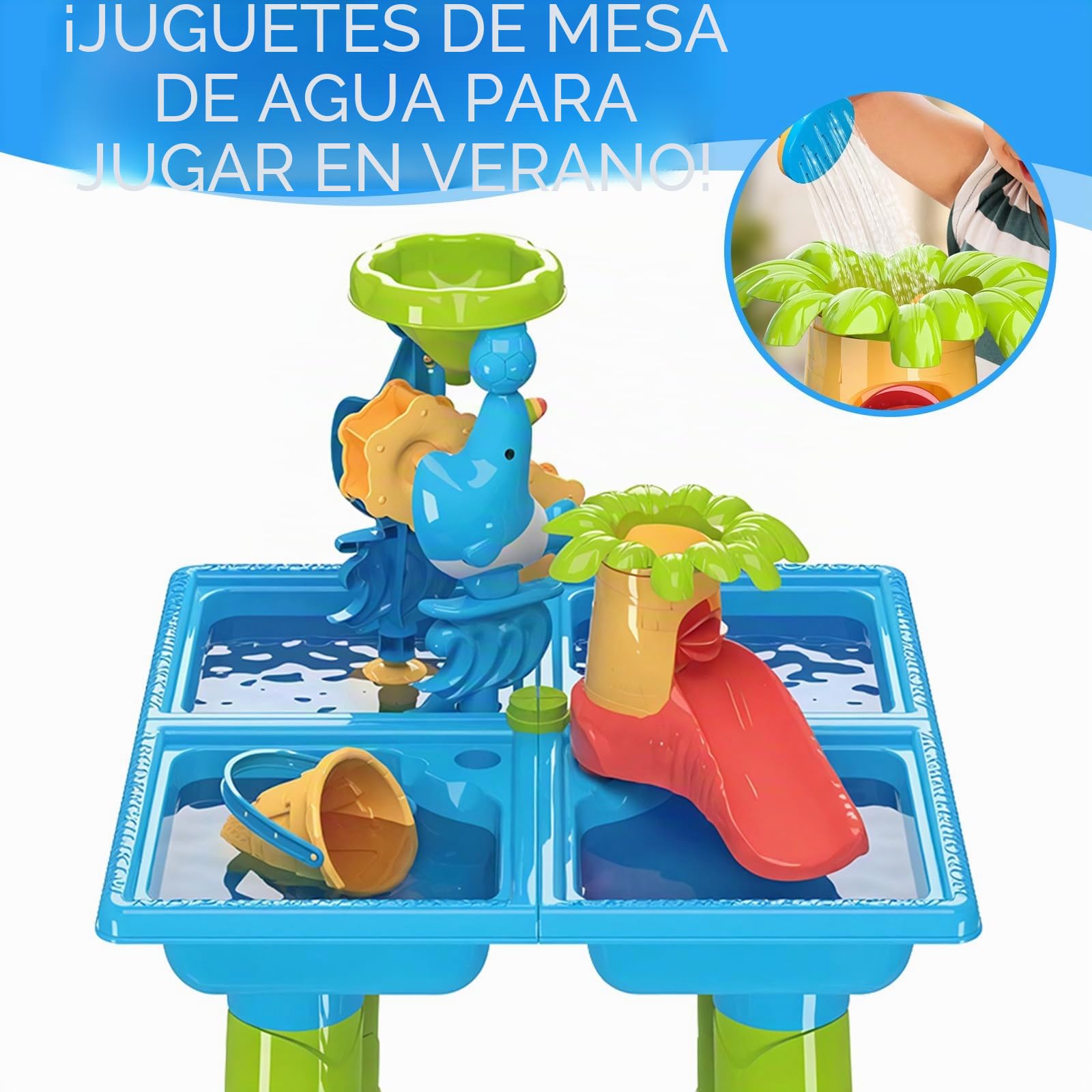Mesa de Agua para Niños, Diealles Shine Versátil Mesa de Arena y Agua, Water Table Juguetes de Verano al Aire Libre para Niños y Niñas