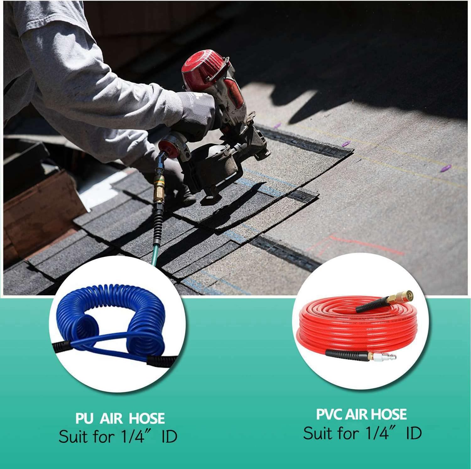 2pcs Premium Solid Brass Pneumatics Reusable PU Hose-End Repair Fitting, 1/4" Barb For 1/4-Inch ID Polyurethane Air Hose With 1/4" NPT