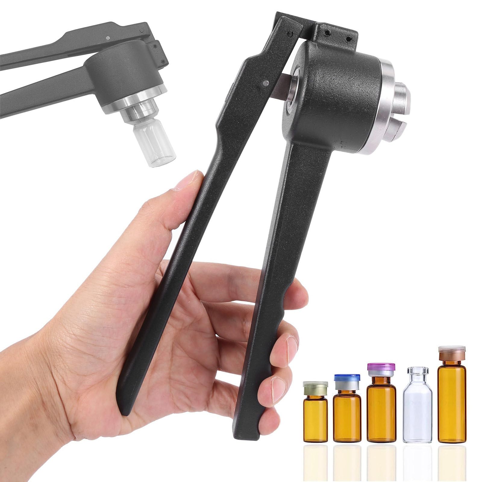 Pinza a crimpare manuale per fiala - 13 mm/15 mm/20 mm, alluminio e plastica, 20-30 bottiglie/min, tappatrice per capsule mediche