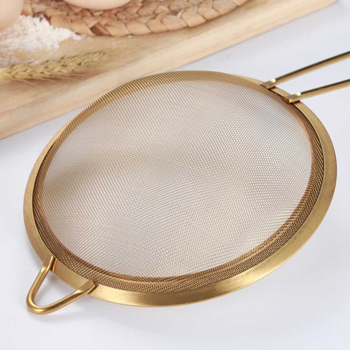 Colador de Malla Fina de Acero Inoxidable Dorado 3 Piezas