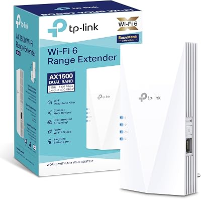 TP-Link RE500X – WiFi 6 Repetidor, AX1500 WiFi, Puerto Ethernet Gigabit 10/100/1000 Mbos, Compatible con Todos los Routers, Negro, AX1500