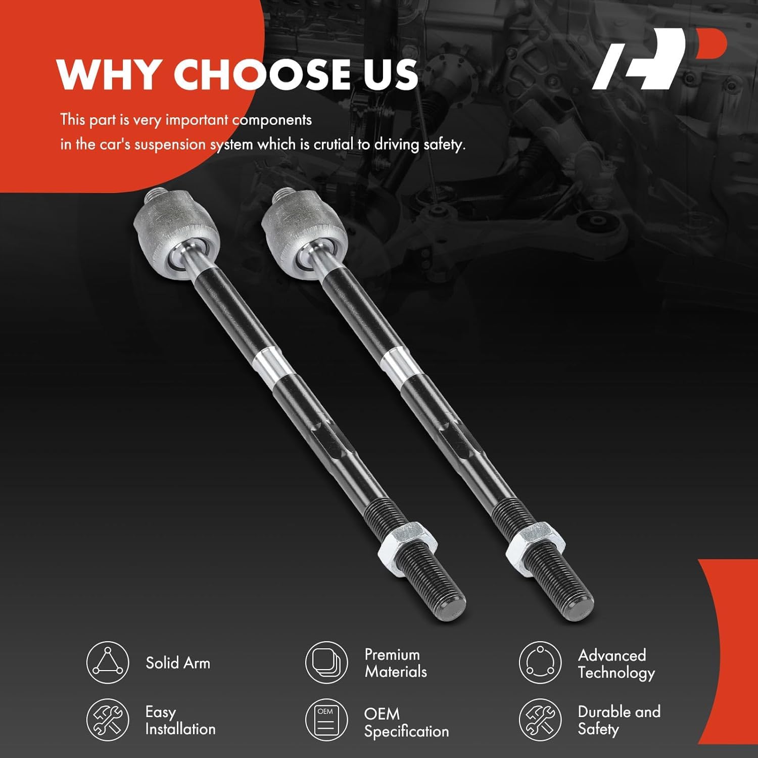 A-Premium 2 x Front Inner Tie Rod Ends, Compatible with Lincoln MKC 2015 2016 2017 2018 2019