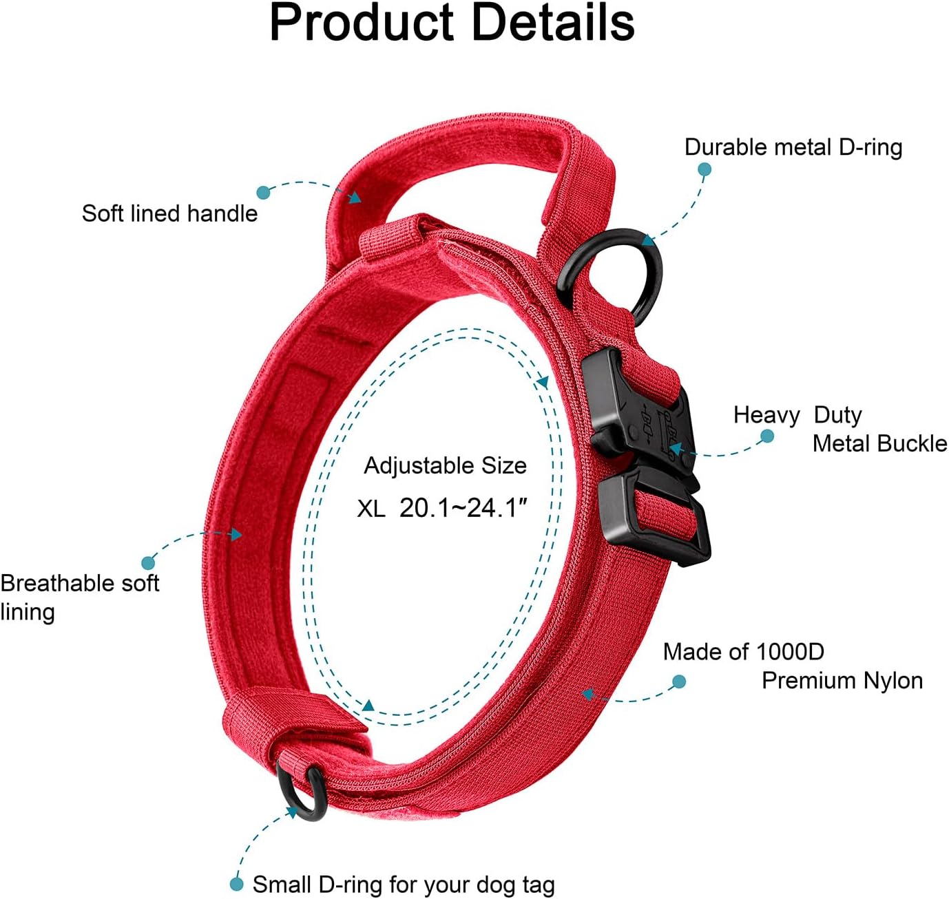 Tactical Dog Collar and Leash Set with Handle for Large Dogs image 2