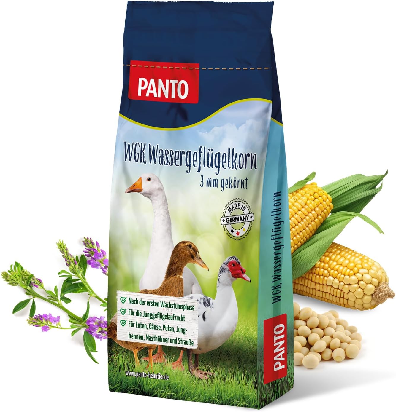 PANTO H hnerfutter Wassergefl gelkorn 25 kg   Gefl gelfutter zur Gefl gelzucht f r Enten G nse Puten Junghennen Masth hner Strau e
