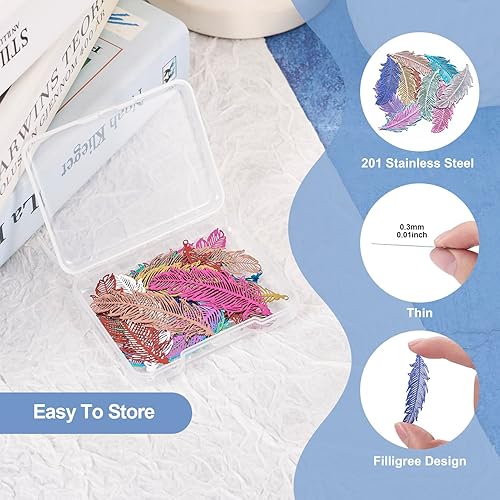 Miniatura 6 de Colgantes de conectores de filigrana, Acero inoxidable Metal, Acero inoxidable